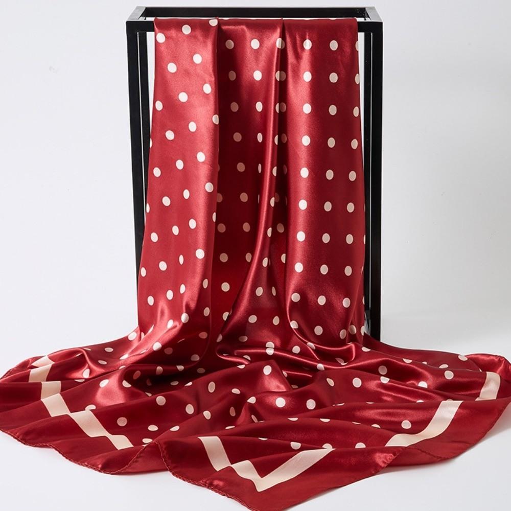 90X90CM Square Scarf Dot Printed Imitation Silk Scarfs New Femme Turban  Bag Accessories