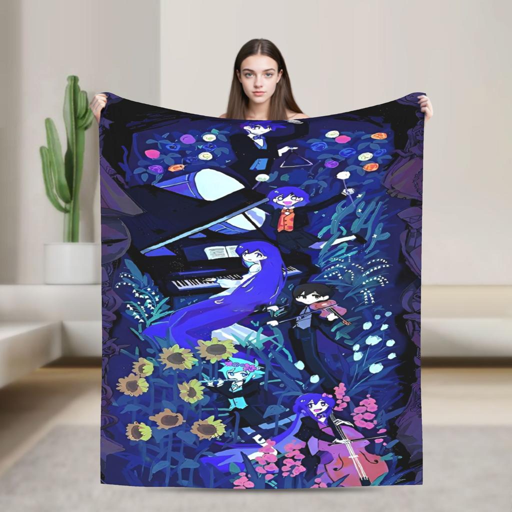 Anime Basil Omori Game Blanket  Warm Novelty Plush Throw Blanket For Home Decor Picnic Flannel Bedspread Bed Cover