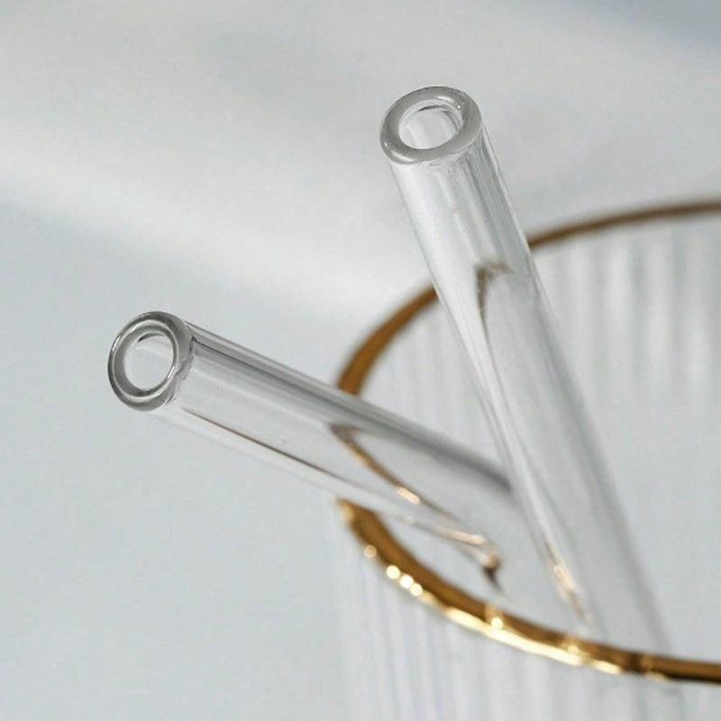 High Borosilicate Clear Glass Straw Heat-Resistant Durable Lipstick-Proof Reusable Pregnant Juice Drinking Tube Cleaning Tool