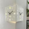 Corner Clock Iron Double Sided Corner Wall Clock With Light For Dining Room Living Room Office Construction Modern Silent Moveme