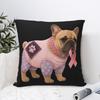French Bulldog Pink Ribbon Breast Cancer Pattern Felt Art Pillow Cases Cushion Cover Creative Decor Pillowcase for Home 4040cm