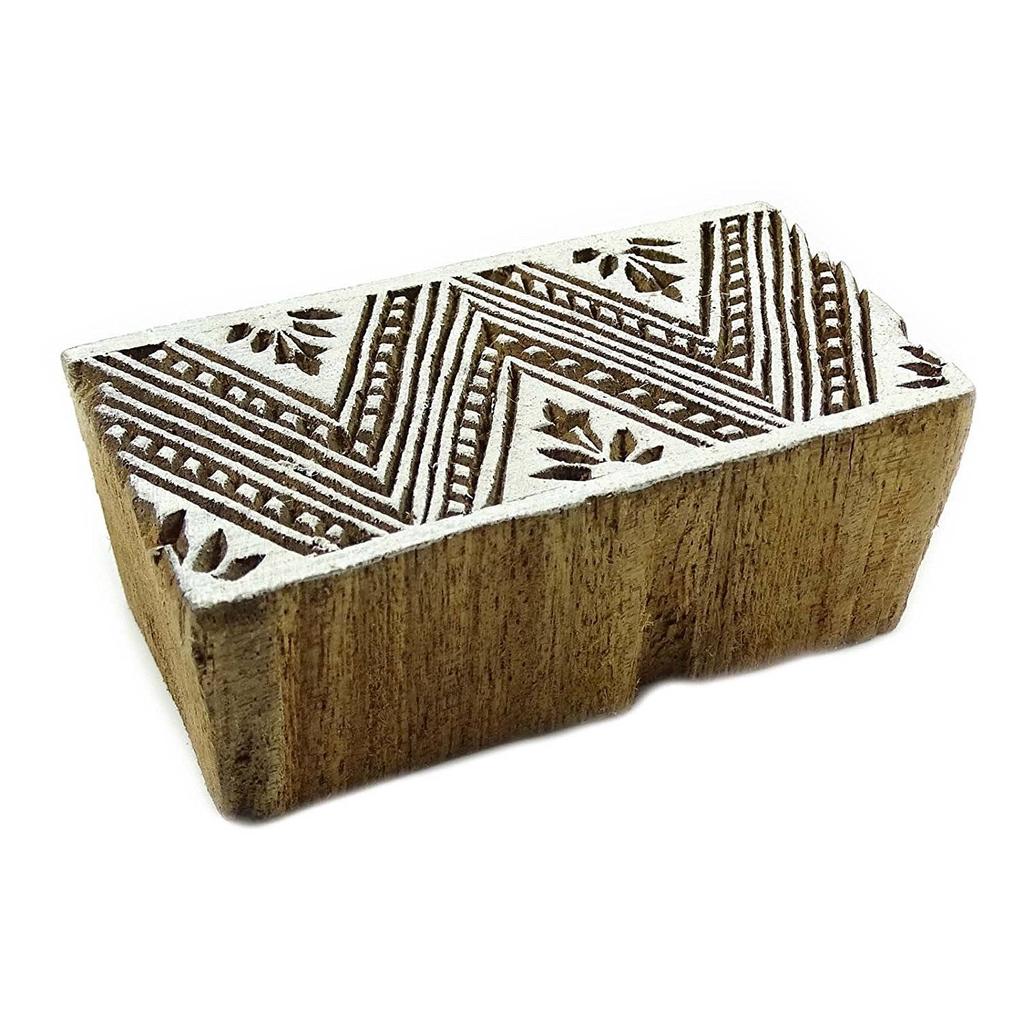 Wooden Printing Block Floral Hand Carved Scrapbook Printer Indian Stamp