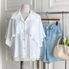 New Arrivals Open Run Women Rayon Wing Design Shirred Short Sleeve Blouse