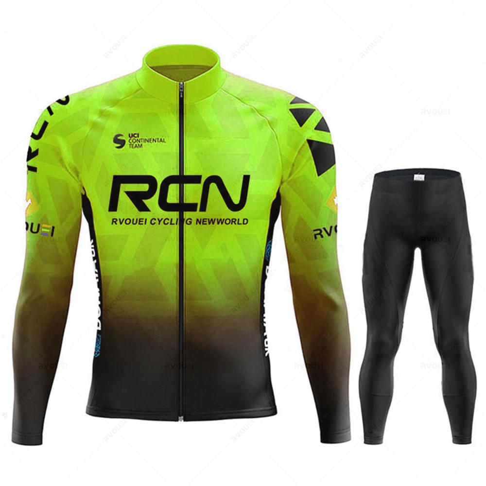 Team Autumn Cycling Jersey Bib Pants Set Ropa Ciclismo Bicycle MTB Clothing Road Bike Suit Men Long Sleeve Bicicleta Set