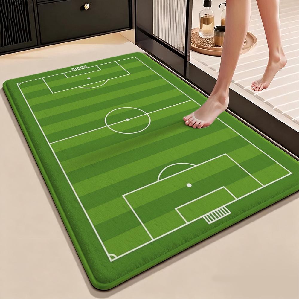 Green Soccer Field Indoor Rug Soft Nonslip Carpet For Living Room Play Area Hallway Home Party Decor Valentine'S Day Gift