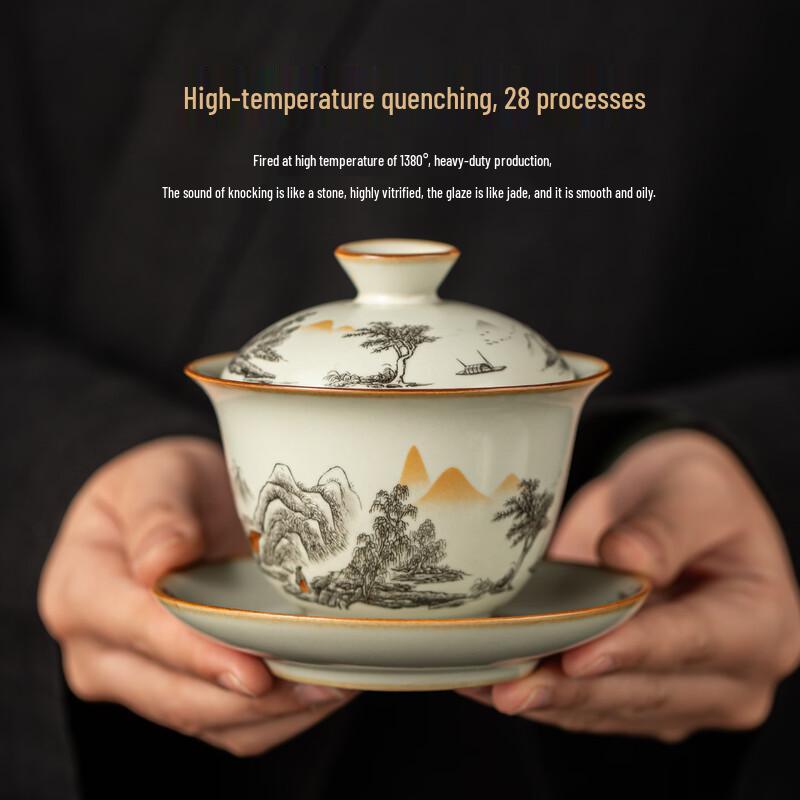 Ba Qian Hang 3-Piece Ceramic Gaiwan Tea Set