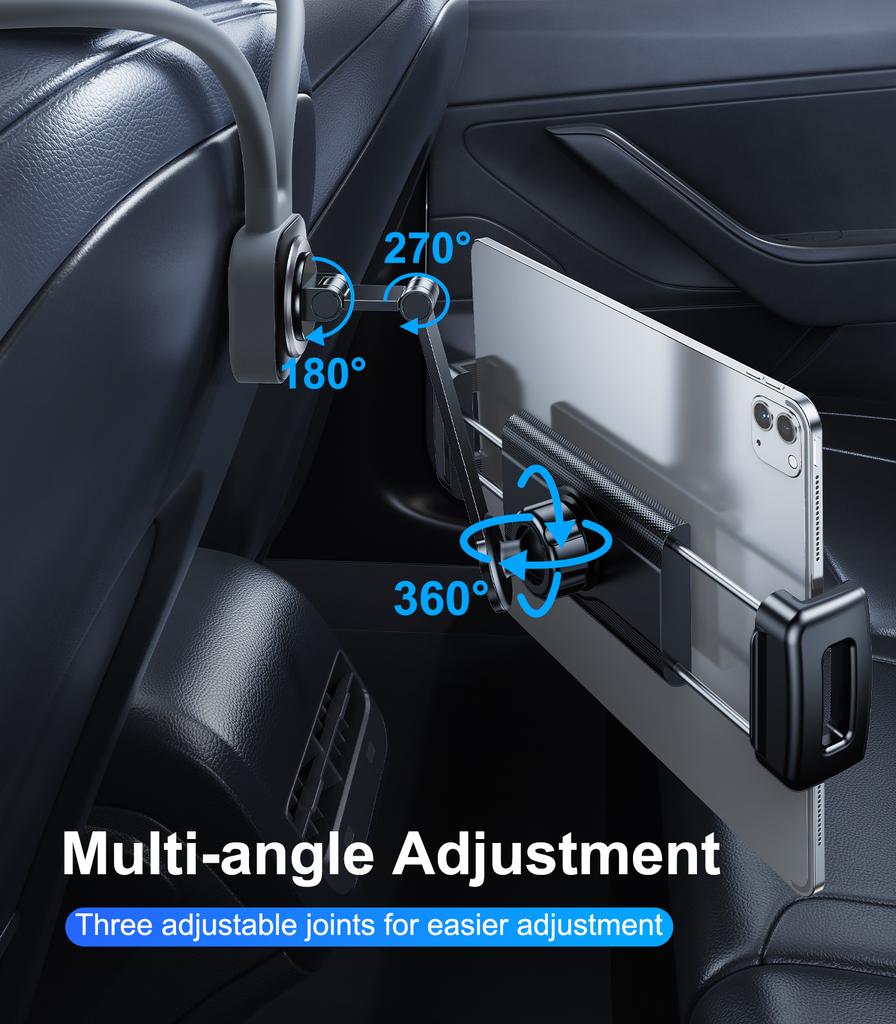 Oatsbasf Car Headrest Tablet Holder 360° Rotatable Flexible Phone Tablet Stand for Sports Seat Universal for 4.7-12.9" Device