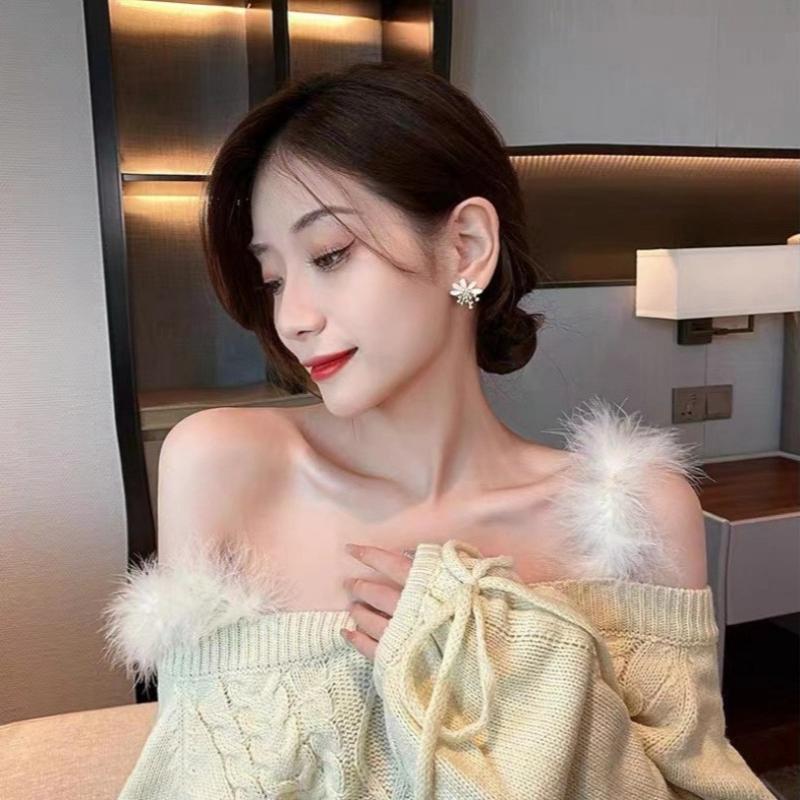 Modische Blume Perle Quaste Hängeohrringe für Frau Hochzeitsschmuck Party Accessoires