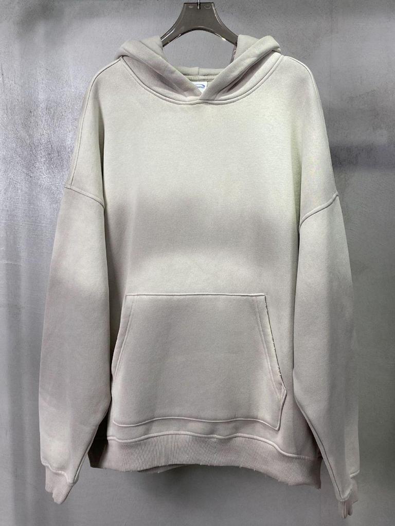 European & American High Street Distressed Fleece-Lined Hoodie for Men