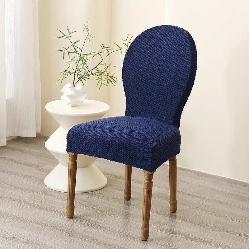 2pcs Oval Dining Table Chair Cover Stretch Backrest Round Back Dining Chair Cover Jacquard Chair Case Seat Cover for Home Hotel
