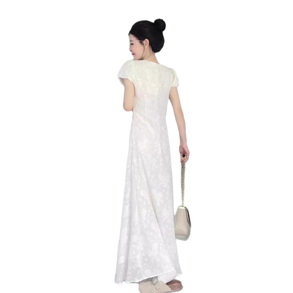 Elegant French Apricot Dress: Slimming, Waist-Cinching, High-End Design for Women - Summer Long Skirt