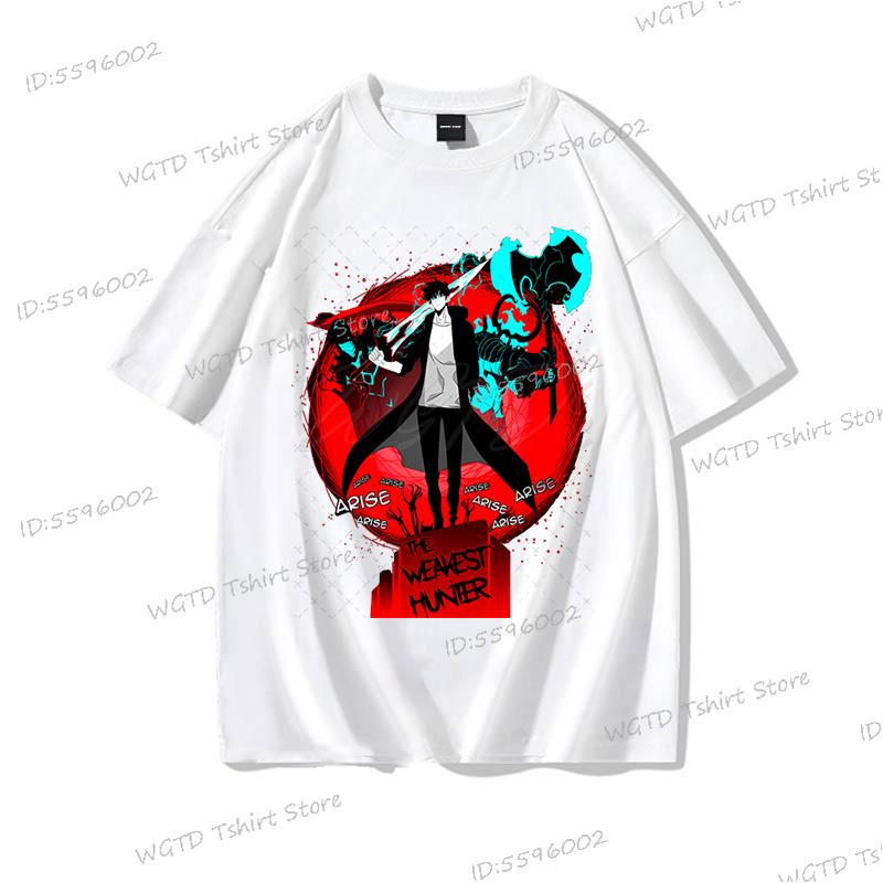 Anime Solo Leveling T Shirt Vintage Sung Jin Woo T-shirts Men Women Cotton Streetwear Short Sleeve Manga Solo Leveling Tops Tees