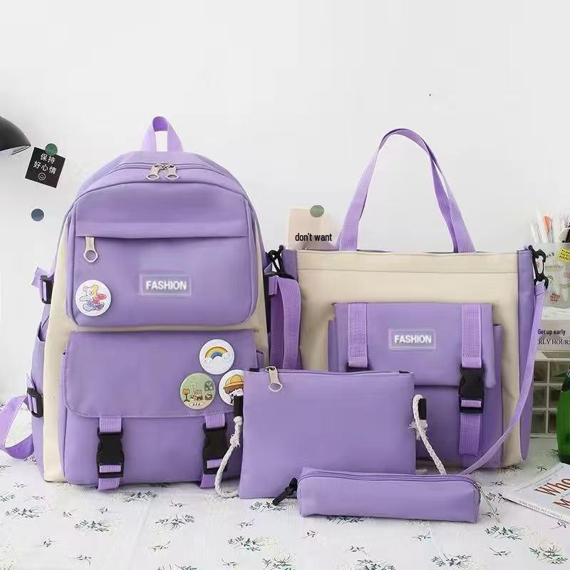Stylish Korean Style Backpack Set for School: Large Capacity Fashion Shoulder Bag for Girls