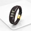 European And American Popular Stainless Steel Leather Bracelet Men's Multilayer Woven Leather Bracelet