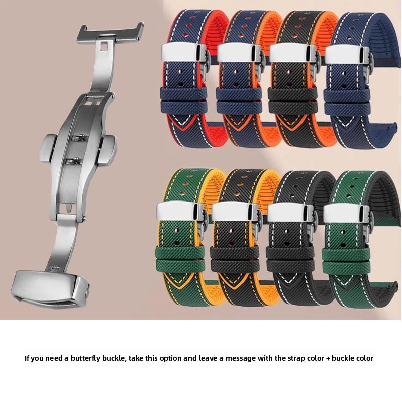 For Seiko No. 5 Submariner/Diving tin/Abalone Series Watchband Waterproof Nylon Rubber Bottom Watch Strap 20 21 22 23 24mm