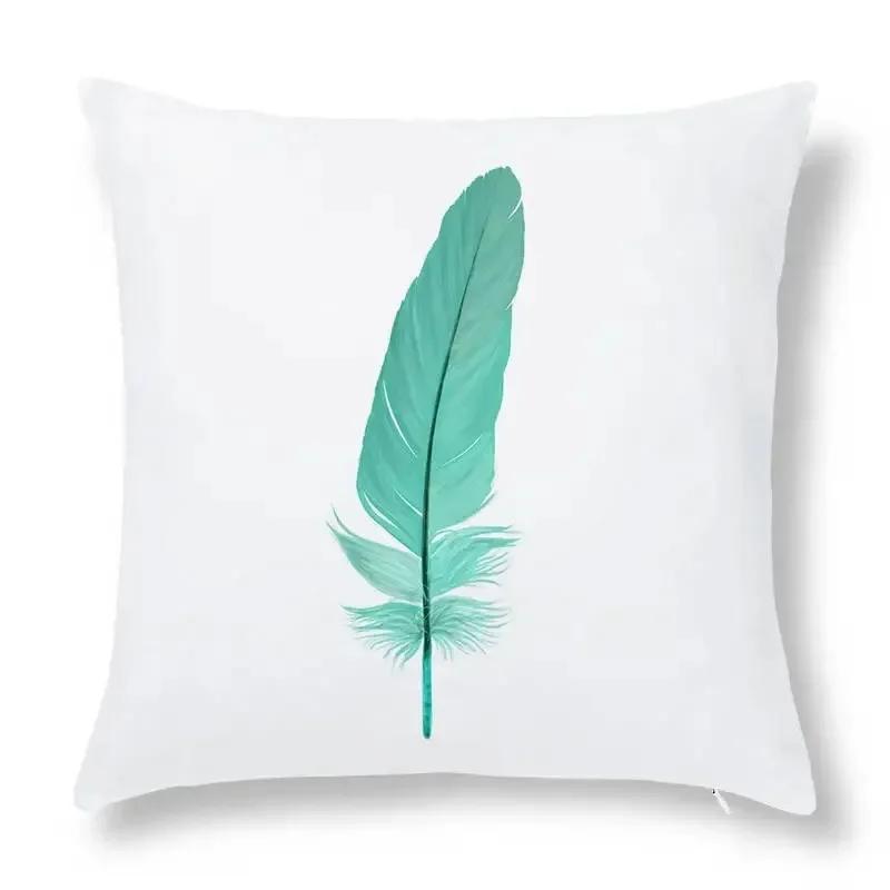 

Luxury Home Decoration Cushion Cover Office Decoration Pillow Cover Simple Colorful Feather Pattern Pillow Cover 66x66cm бордовый