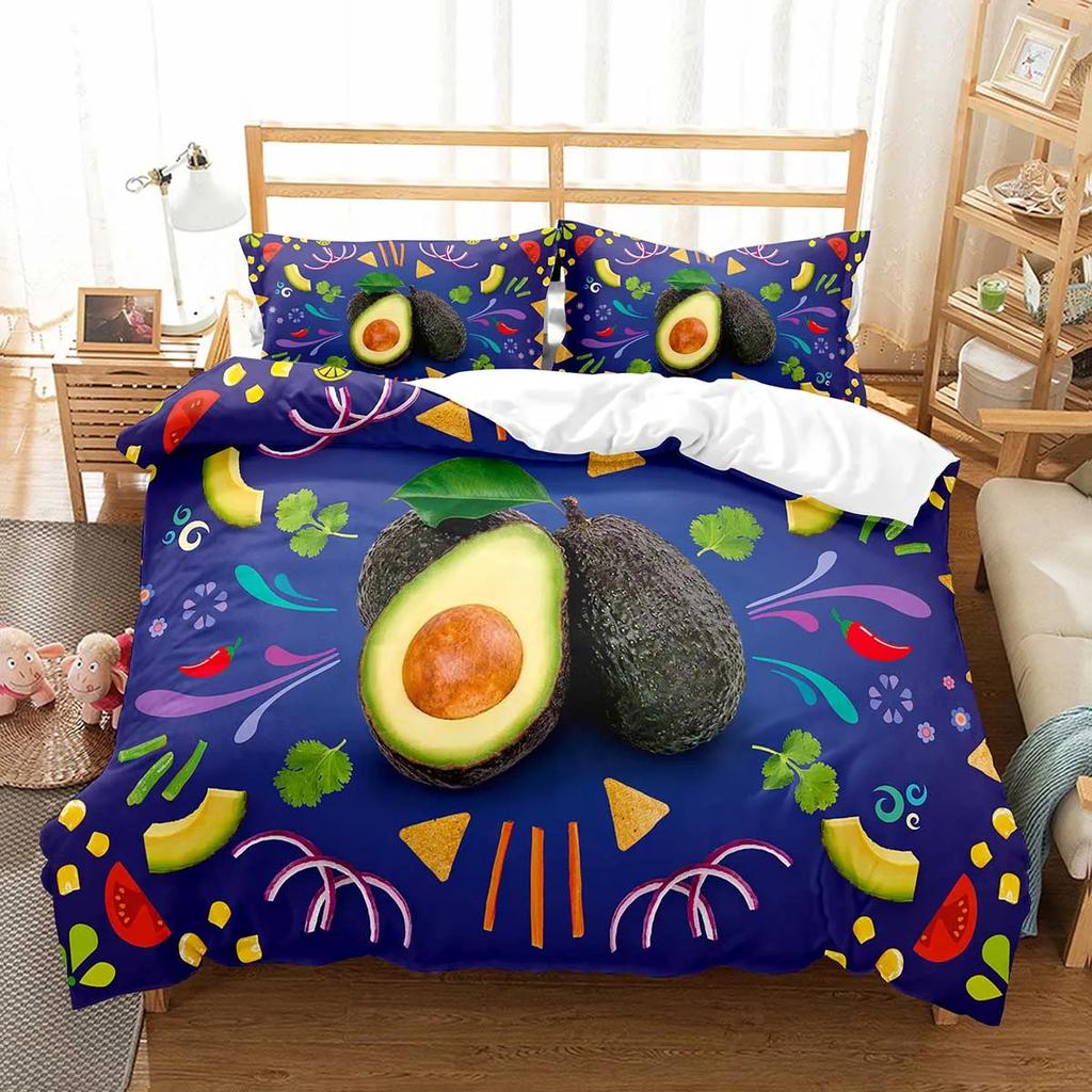 Avocado Duvet Cover Bedding Set, Green, Soft Bedding Set 2Pcs With Pillowcases 75*50Cmand Zipper, For Teenagers Girls Bedroom