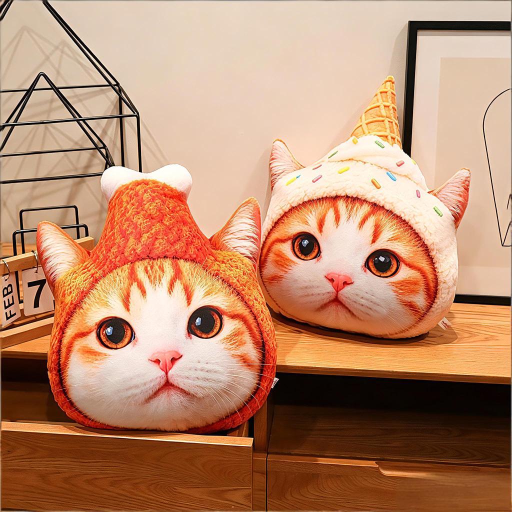 10/40Cm Realistic Food Cat Fluffy Buddy Plush Filled Creature Plaything Backrest Pad Birth Day Festive Presents Little Gentlemen Princesses Boys
