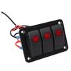 3 Gang Switch Panel Red Color Light Waterproof Corrosion Resisting Switch Board for Car Boat DC12V 24V