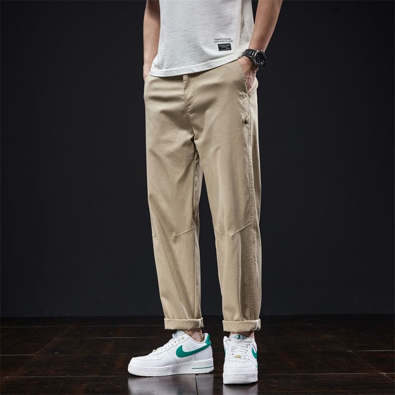 Foreign Trade Surplus Khaki American-Style Casual Pants, New Spring/Summer Loose Trendy Brand Workwear Pants, Straight Tapered Long Pants Khaki L