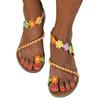 Wunsch heiße flache Sohle Blume Damen Sandalen Sommer neu große Größe Perlen Zehensteg Strandschuhe