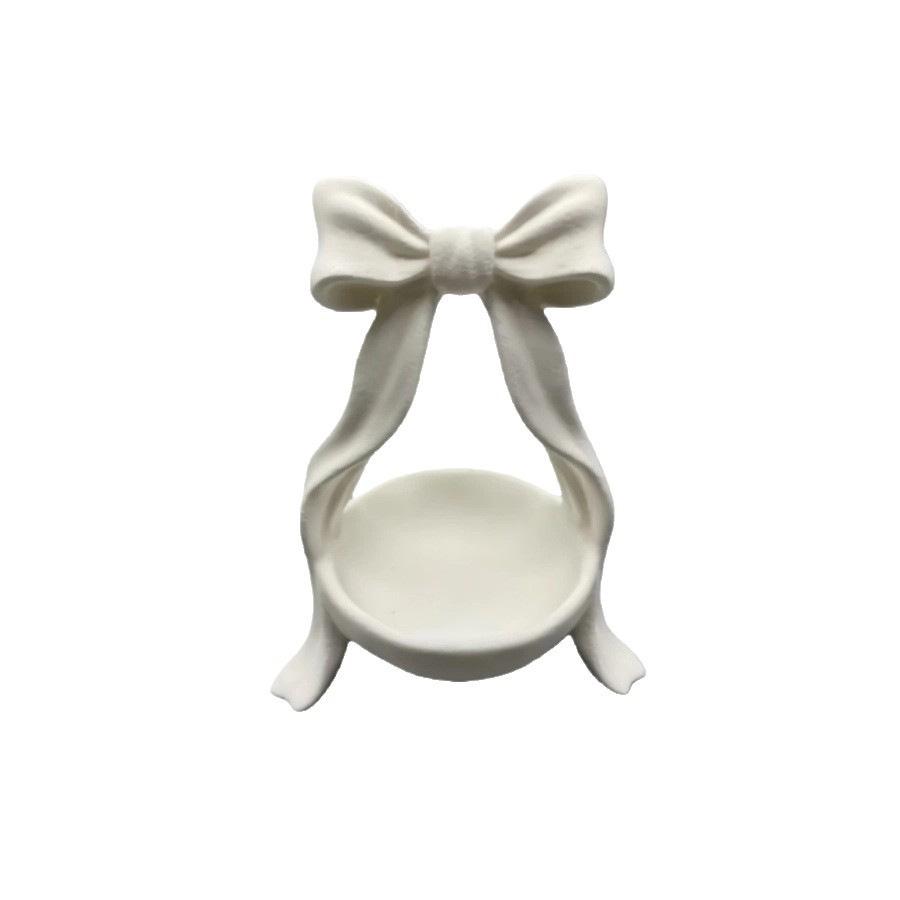 Cute Bow Jewelry Tray Aesthetic Jewelry Holder Trinket Organizer for Earrings Rings, Cute Vanity Decor Gift