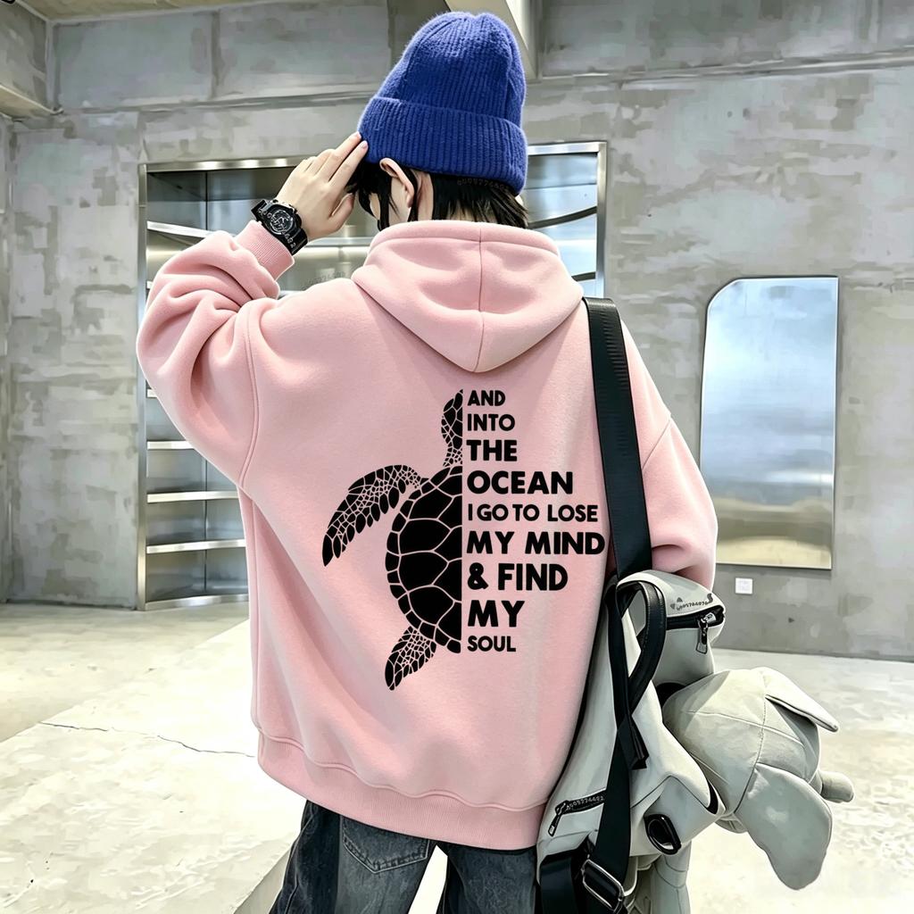 Best-selling retro turtle-shaped animal print children's hooded sweatshirt. Teenage youth fall/winter sport pullover top.
