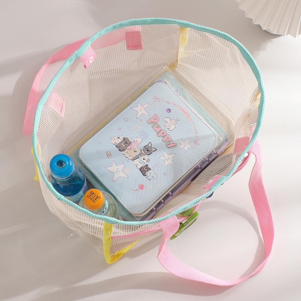 Summer Simplicity Mesh Women's Portable Bag Camping Portable Snacks Buggy Bag Large Capacity Supermarket Shopping Bag Women