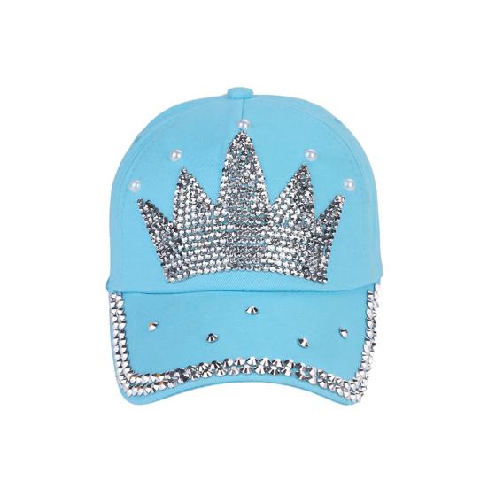 Modische Krone Faux Damen Baseballkappe Perlen Strass Snapback Outdoor Sonnenhut