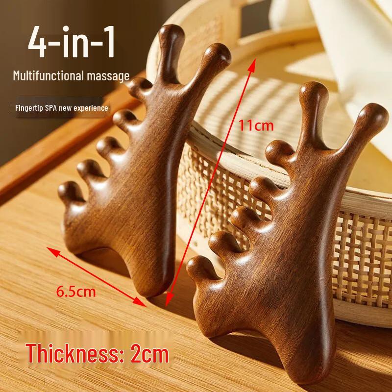 

Carved Wood Scalp Massage Comb with Round Teeth