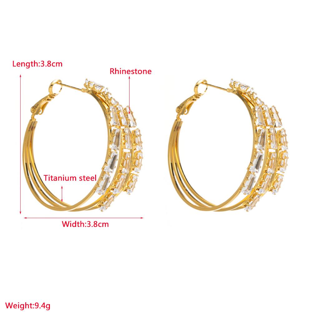 Dámské kruhové náušnice Titanové ocelové náušnice Zirkonové pokročilé univerzální kruhové náušnice