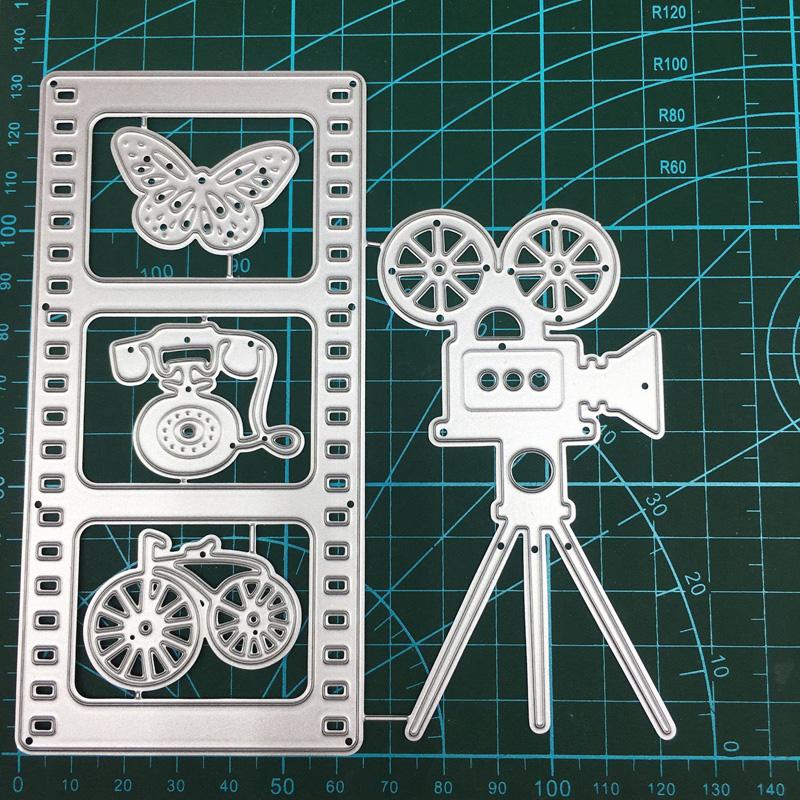 Vintage Kamera Film Papier Kunst Design Muster Metall Stanzformen DIY Scrapbooking Präge Schablone Papier Handwerk Album Vorlage