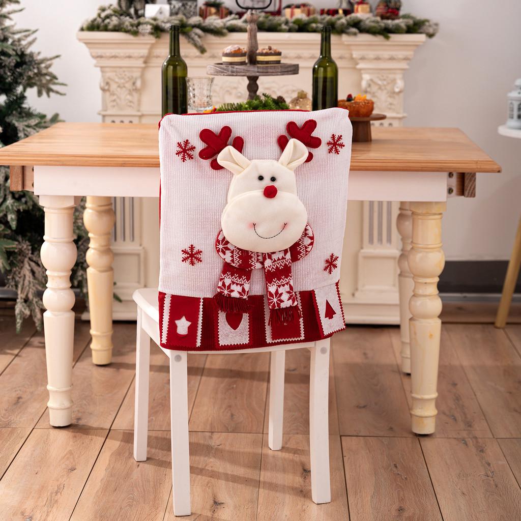 Christmas Decor Chair Slipcover With Fabric Plush Reindeer For Holiday Celebration Reindeer