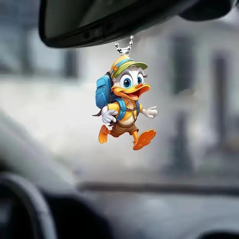Vibrant Acrylic Duck Hanging Decoration For Car Interior Cute Design Cartoon