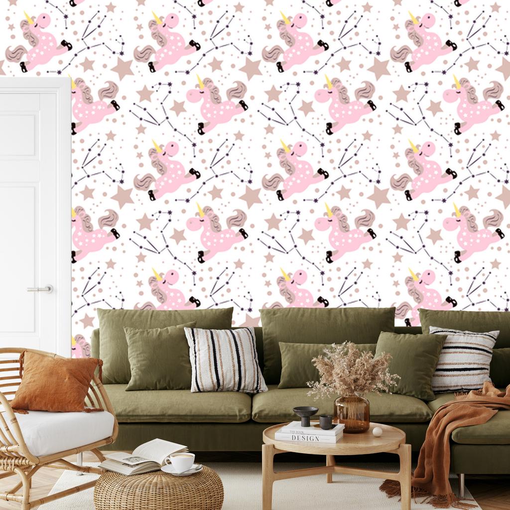 Unicorns among the stars wallpaper for living room and bedroom 50x1000