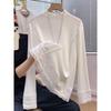 Plus Size Velvet Lace Patchwork Long Sleeve Top for Women - Korean Style Autumn/Winter 2026 Loose Fit