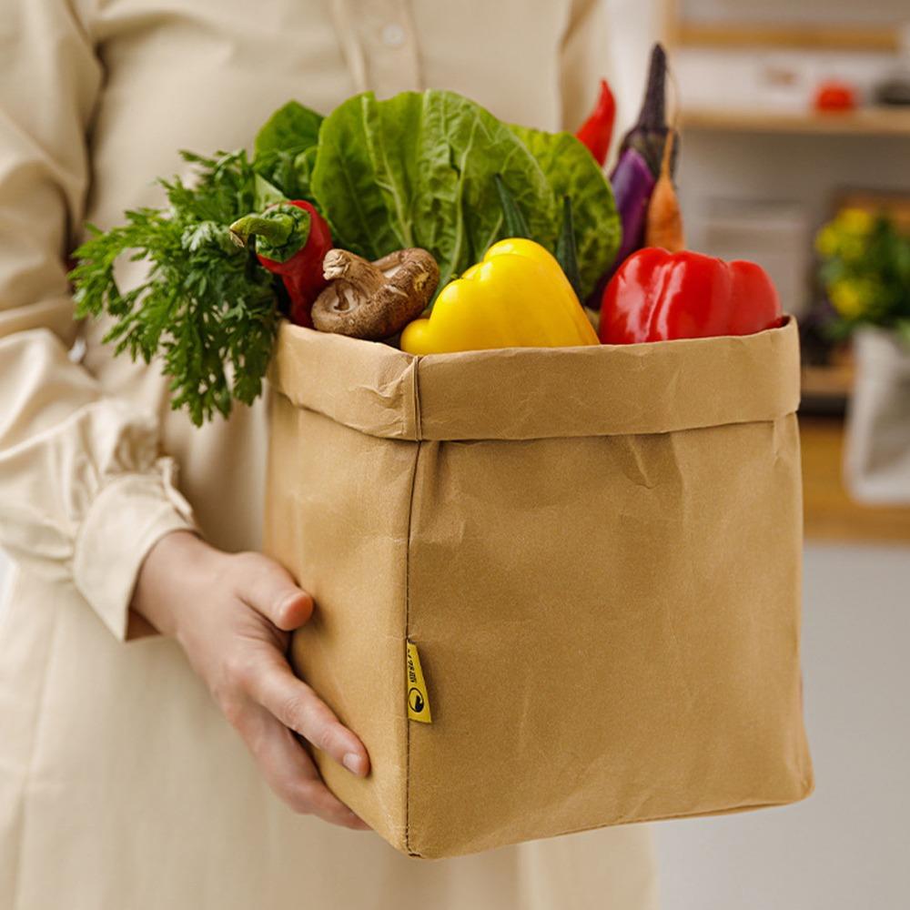 Waterproof Food Storage Bag Washable Washed Kraft Paper Snacks Bags Waterproof Bag  Food Storage