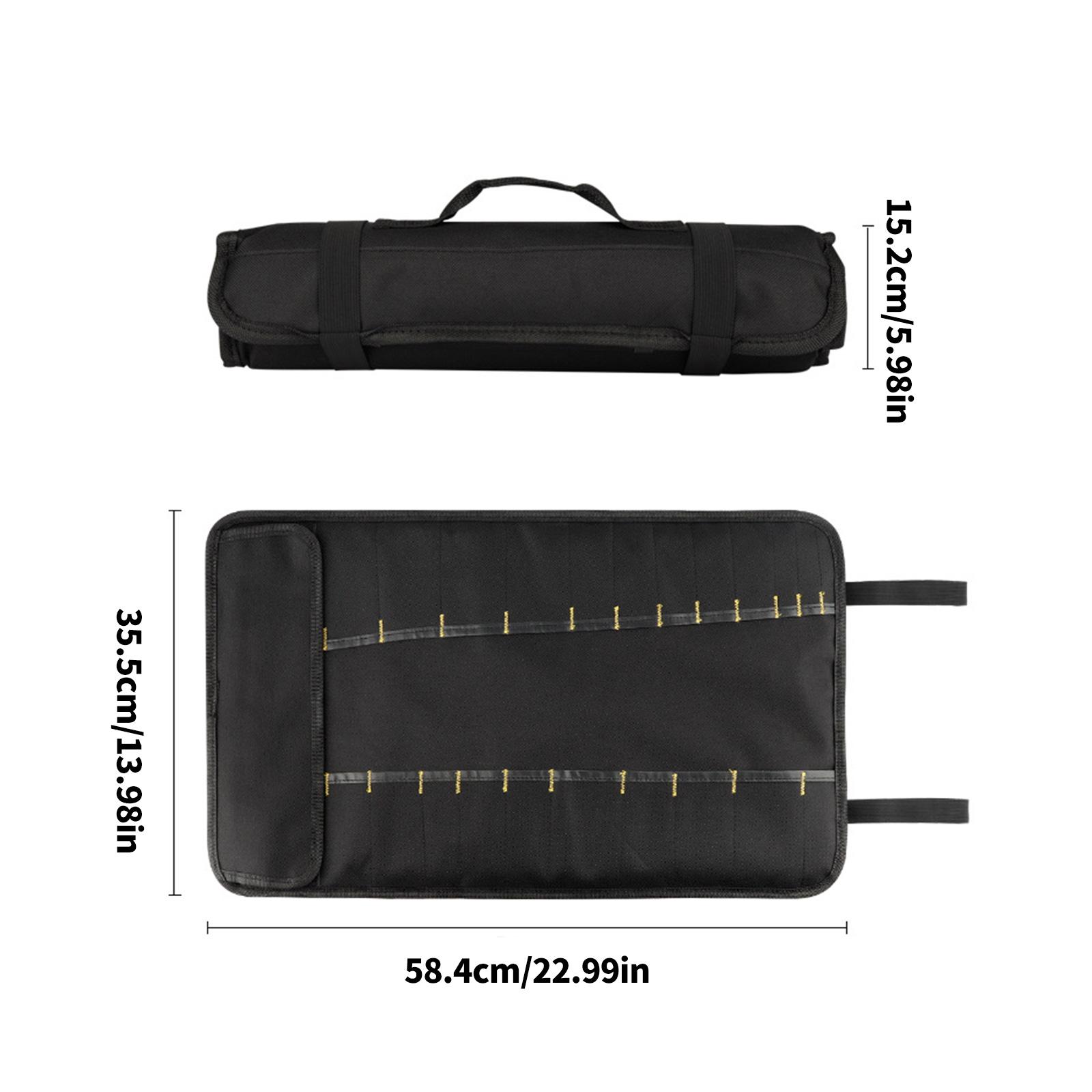 

Household Tool Roll Organizers Compact 15.2cm Rolled Size Unfolds Large 58.4x35.5cm Surfaces with Organized Pockets for Easy Access 1 чорний