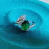 Fashion Personality Rice Simulation Emerald Ring Women'S Niche Personality Light Luxury Zircon Treasure Ring Jewelry
