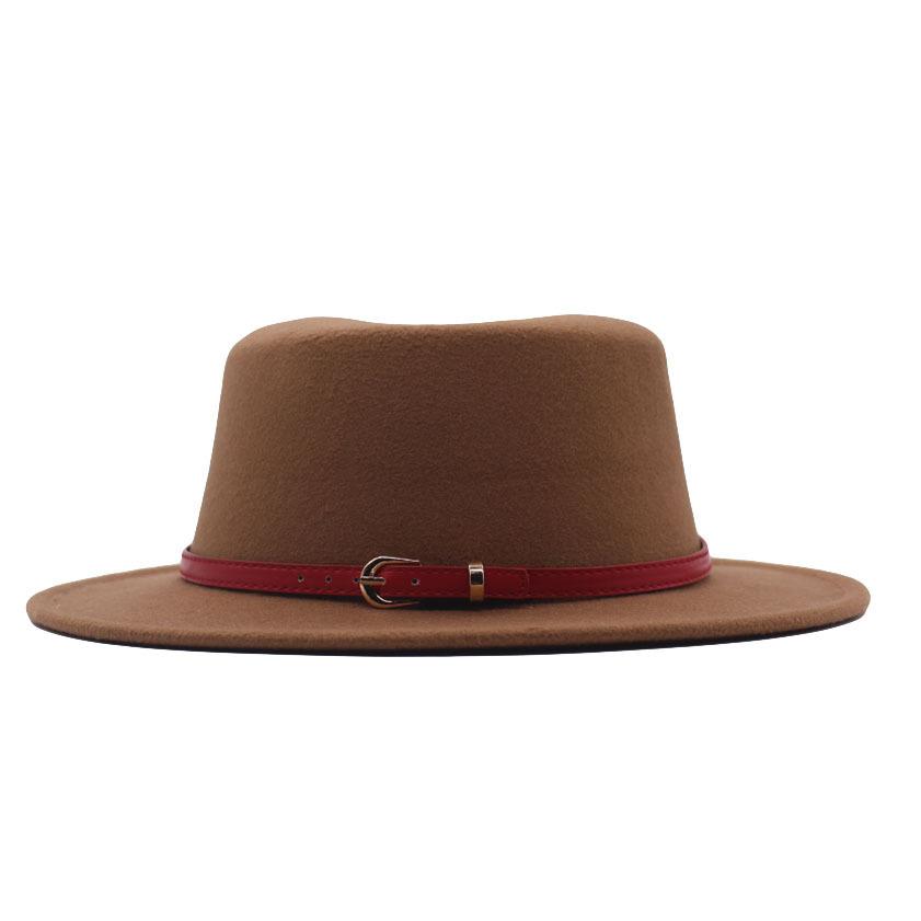 Autumn and winter new British men's top hat, flat-top woolen hat, European and American jazz hat, big-brimmed women's hat