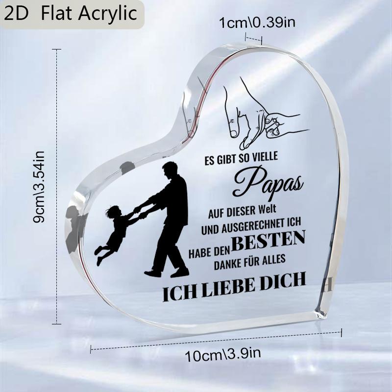 1pc German 'My Best Father, I Love You' Acrylic Ornament - Heart-Shaped Father & Son Silhouette Design, Modern Home Decor for Living Room, Bedroom