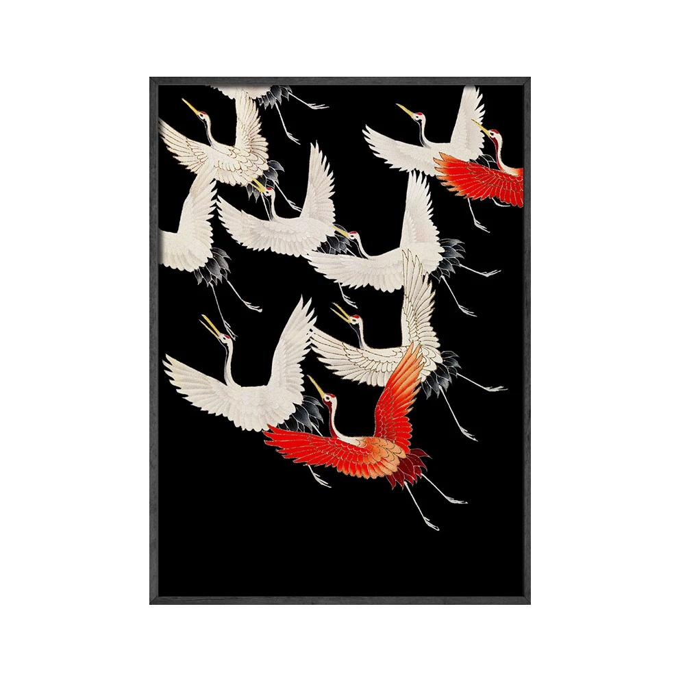 Classic Retro Wall Art Animal Japanese Flying Crane HD Canvas Print Poster Home Living Room Bedroom Decorative Painting