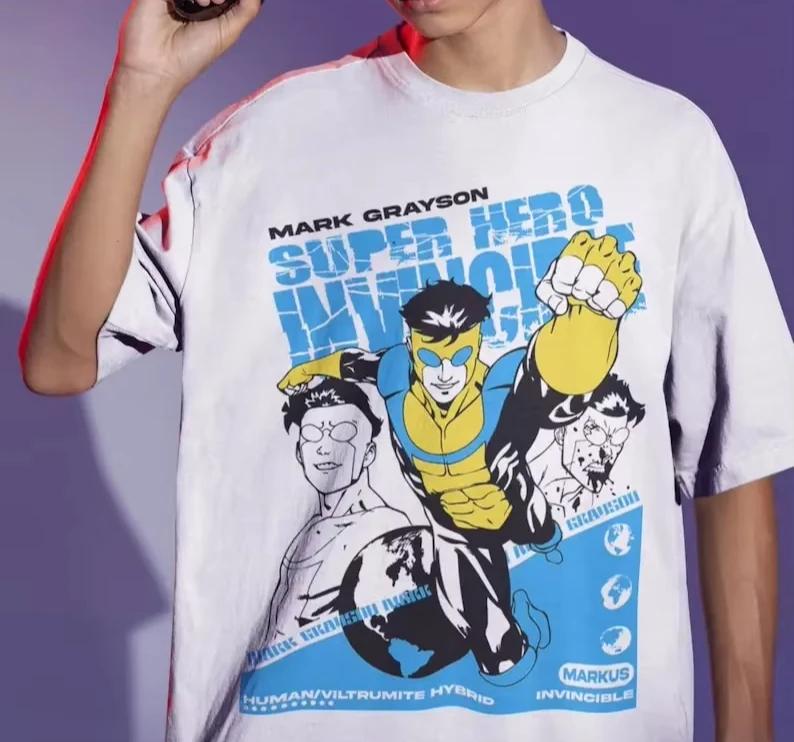 Непобедимый Марк Мужская футболка Супергерой Непобедимый Свитшот Подарок для фаната комиксов Футболка для фаната Непобедимого Харадзюку Женская одежда S