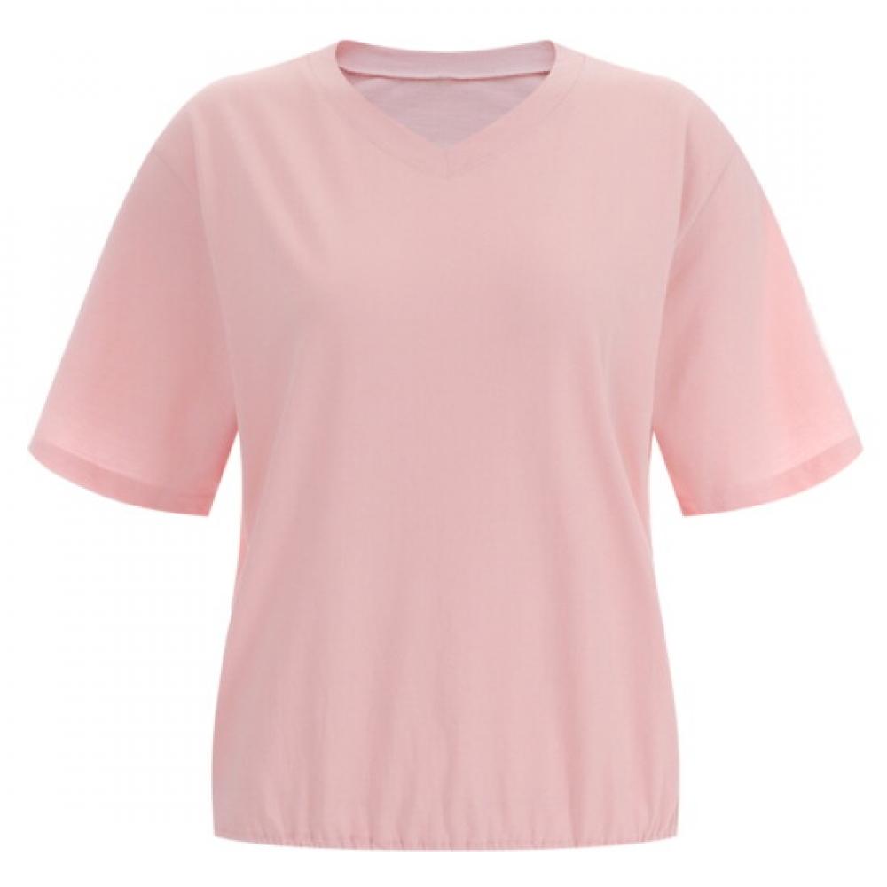 Shop Women S V Neck Banding CoTTon 100 ShorT SleeVe T ShirT Dai wSh 12055 Pink