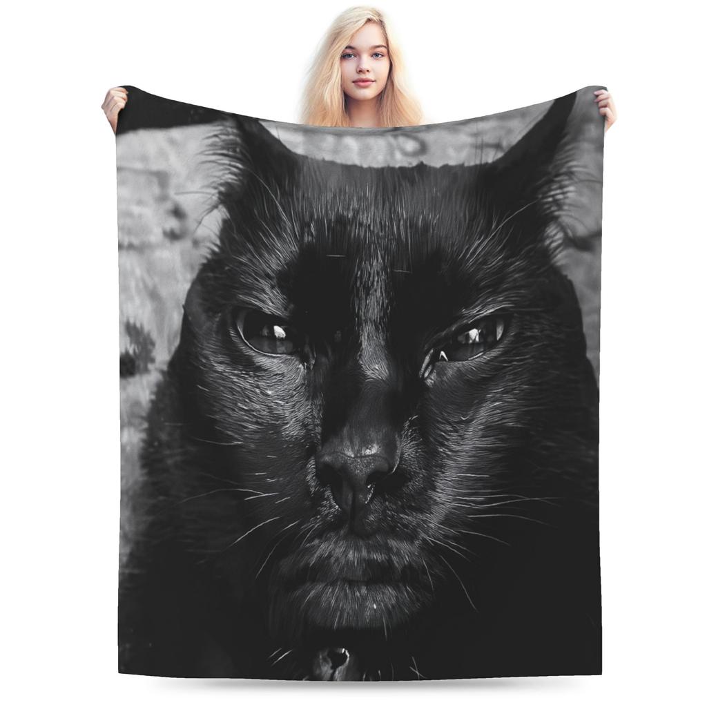 Halloween Black Cats Blankets Witchy Kitty Fleece Awesome Warm Throw Blankets for Bedspread Spring/Autumn