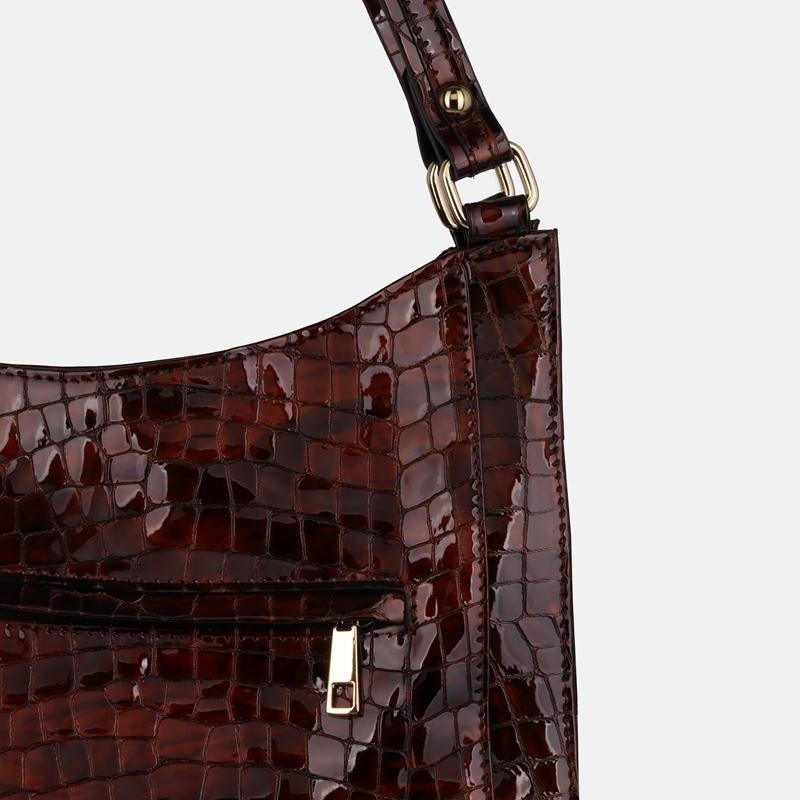Sofia - Brown Patent Leather Handbag