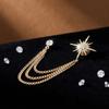 Women's Gold Star Chain Brooch Pin for Sweaters, Scarves, Coats and Jackets
