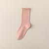 Female Spring and Autumn Leisure All Match Pure Color Ballet Wind Lovely Ear Side Dot Cylinder Stack Socks