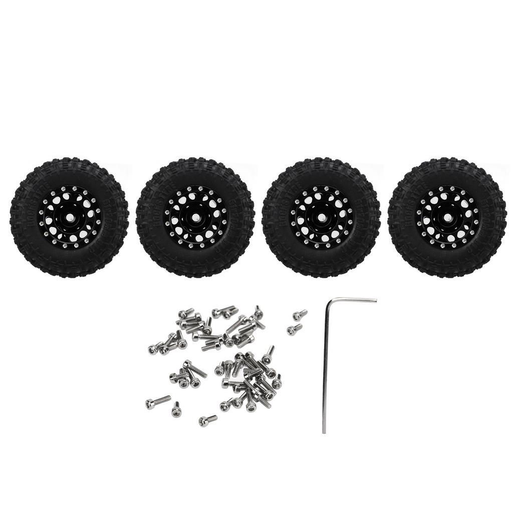 4pcs RC Tire and Wheels Set Aluminum Alloy Rims Hub Rubber Tires for Axial SCX24 1 24 RC Car