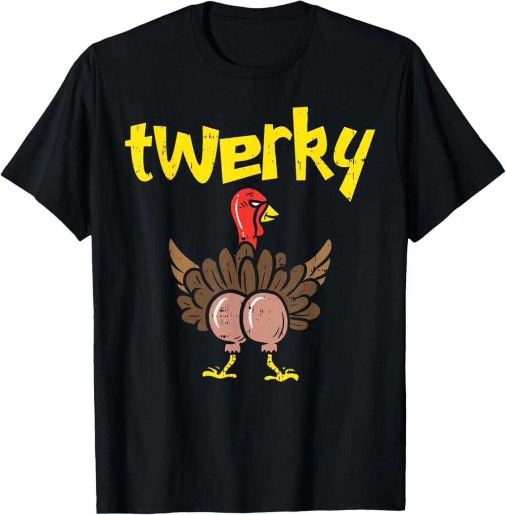 Twerky Turkey Butt Funny Thanksgiving Twerk Dance Pun Gift T-Shirt S